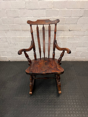 Vintage-Style Wooden Rocking Chair with Turned Spindles – top view