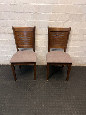 Dark Wood Dining Chair with Textured Upholstered Seat – side view