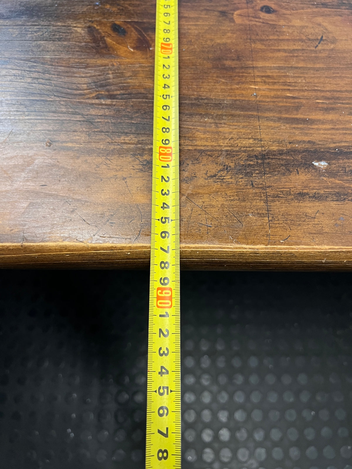 Dark Stained Pine Dining Table with Turned Legs – depth measurement