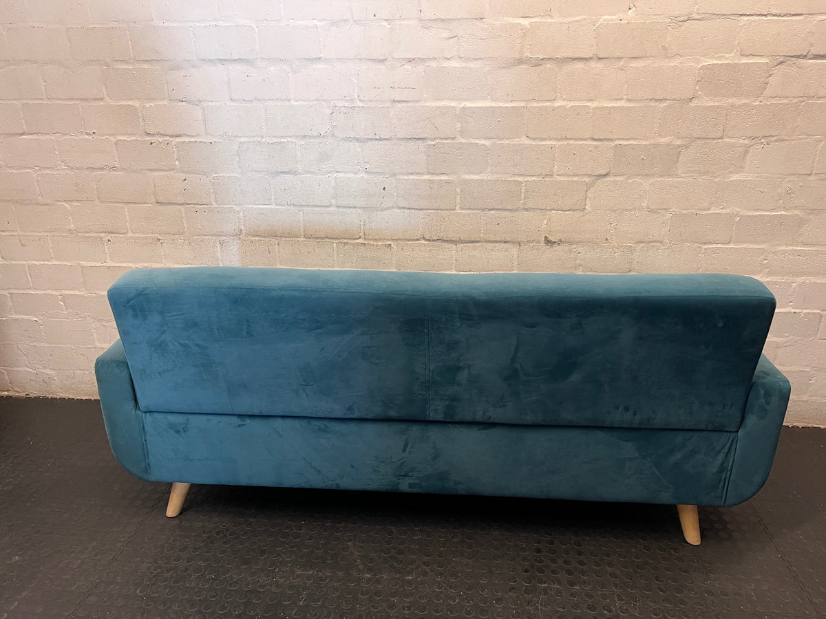 Cerulean Blue Tufted 2 Seater Couch – condition detail