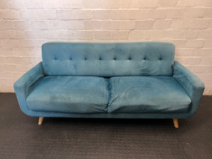 Cerulean Blue Tufted 2 Seater Couch – main front view