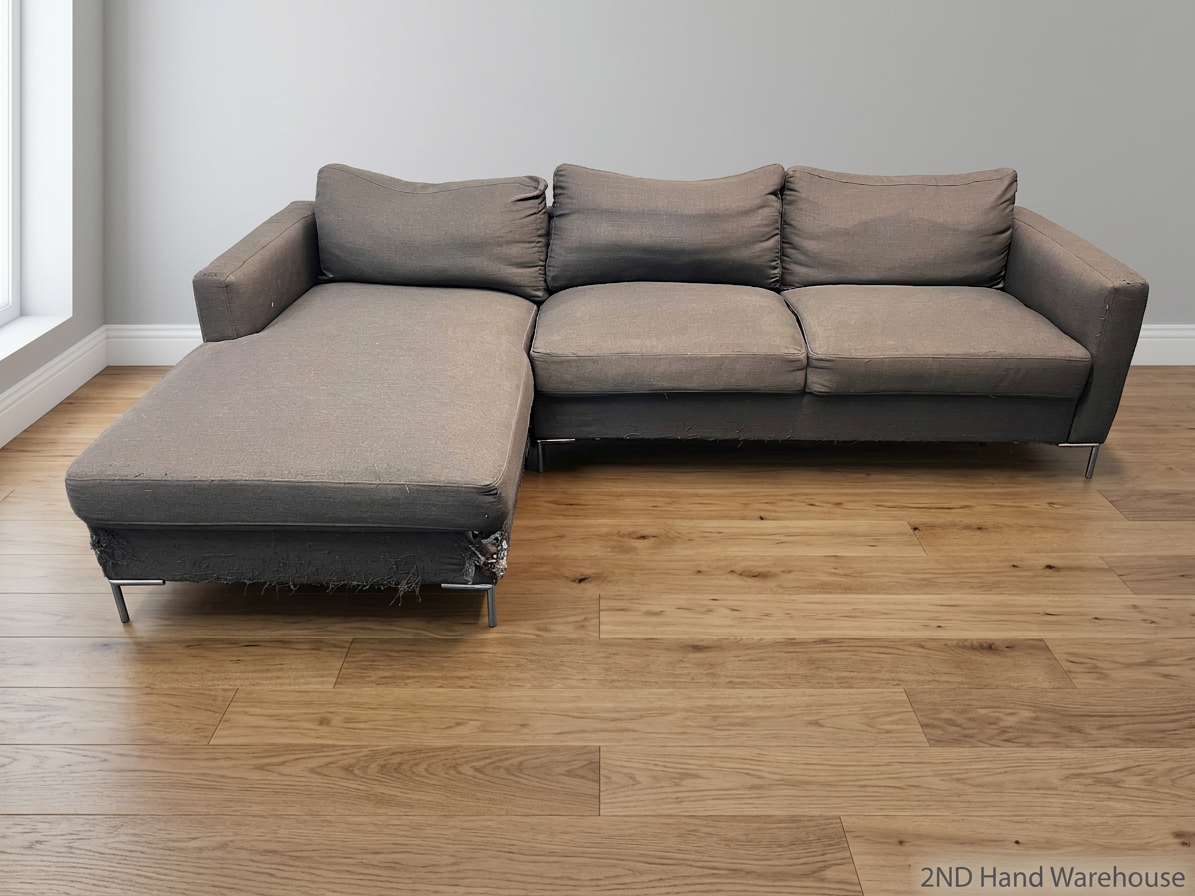 Dark Grey L-Shape Couch with Chrome Legs – styled product image