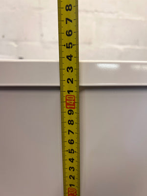 Defy White Freestanding Fridge Freezer — Non-Cooling with Structural and Shelf Damage – height measurement