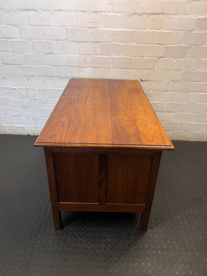 Vintage Brown Wooden Twin Pedestal Office Desk – top view