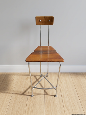 Wooden and Chrome Bar Stool with High Backrest – styled product image