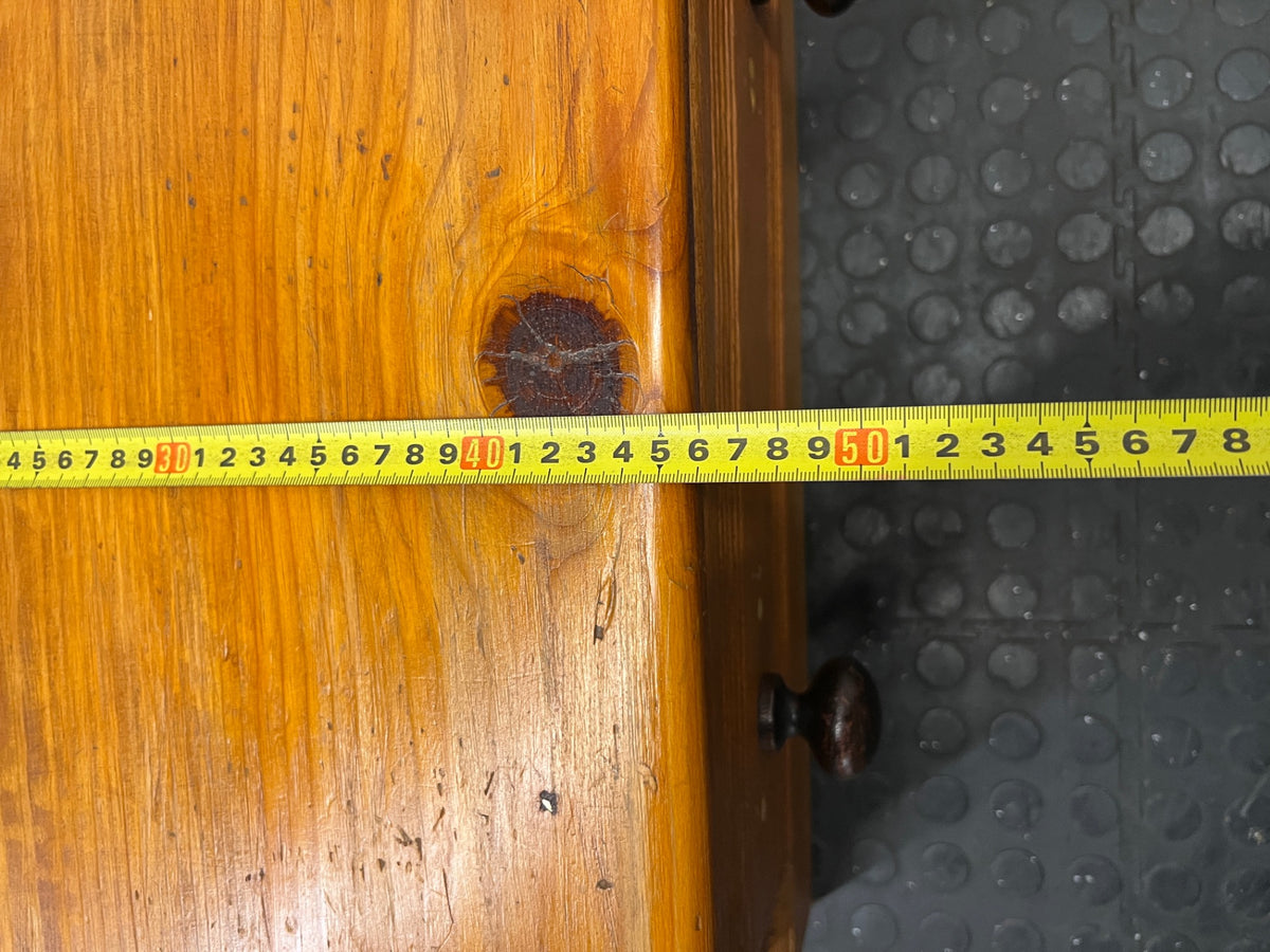 Vintage Oregon Pine Low Chest of Drawers – depth measurement
