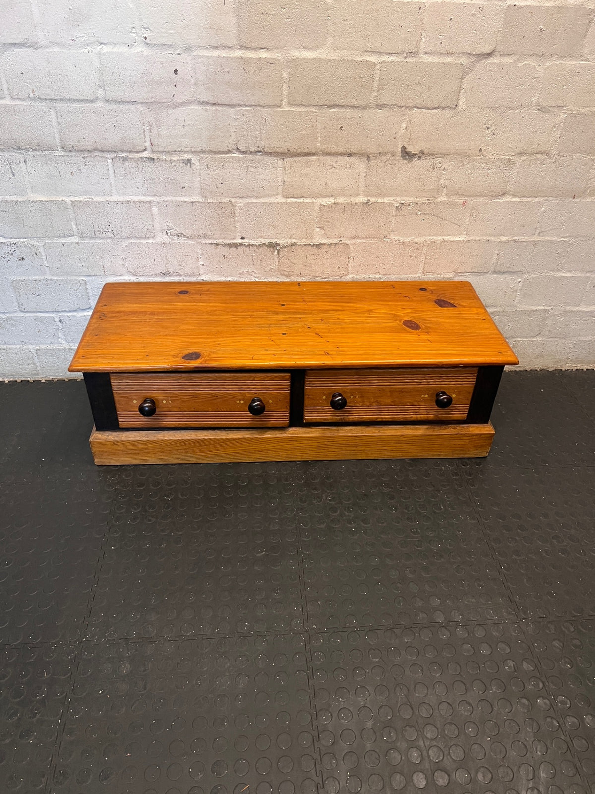 Vintage Oregon Pine Low Chest of Drawers – main front view