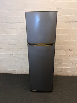 Hisense Silver Top-Mount Fridge Freezer — Working Well with External Damage – main front view