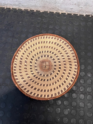 Woven Grass Decorative Basket with Spiral Pattern – main front view