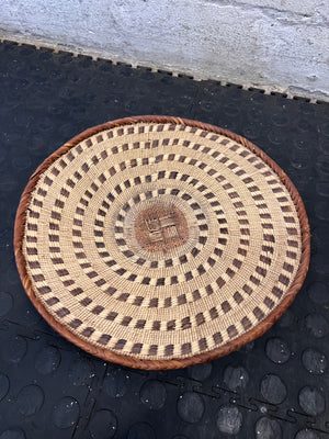 Woven Grass Decorative Basket with Spiral Pattern – side view