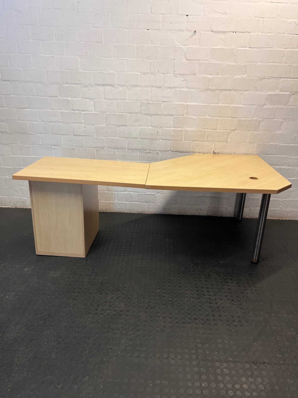 Large L-Shaped Office Desk with 4-Drawer Pedestal – back view
