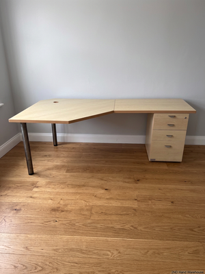 Large L-Shaped Office Desk with 4-Drawer Pedestal – styled product image