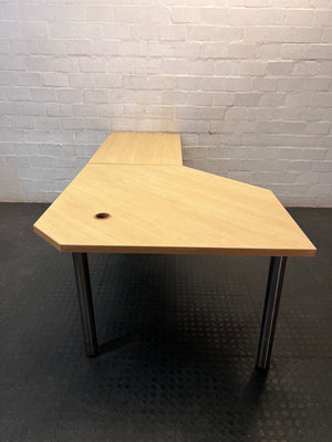Large L-Shaped Office Desk with 4-Drawer Pedestal – top view