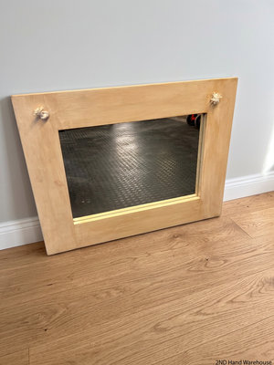 Light Wood Landscape Wall Mirror with Rope Detail – styled product image