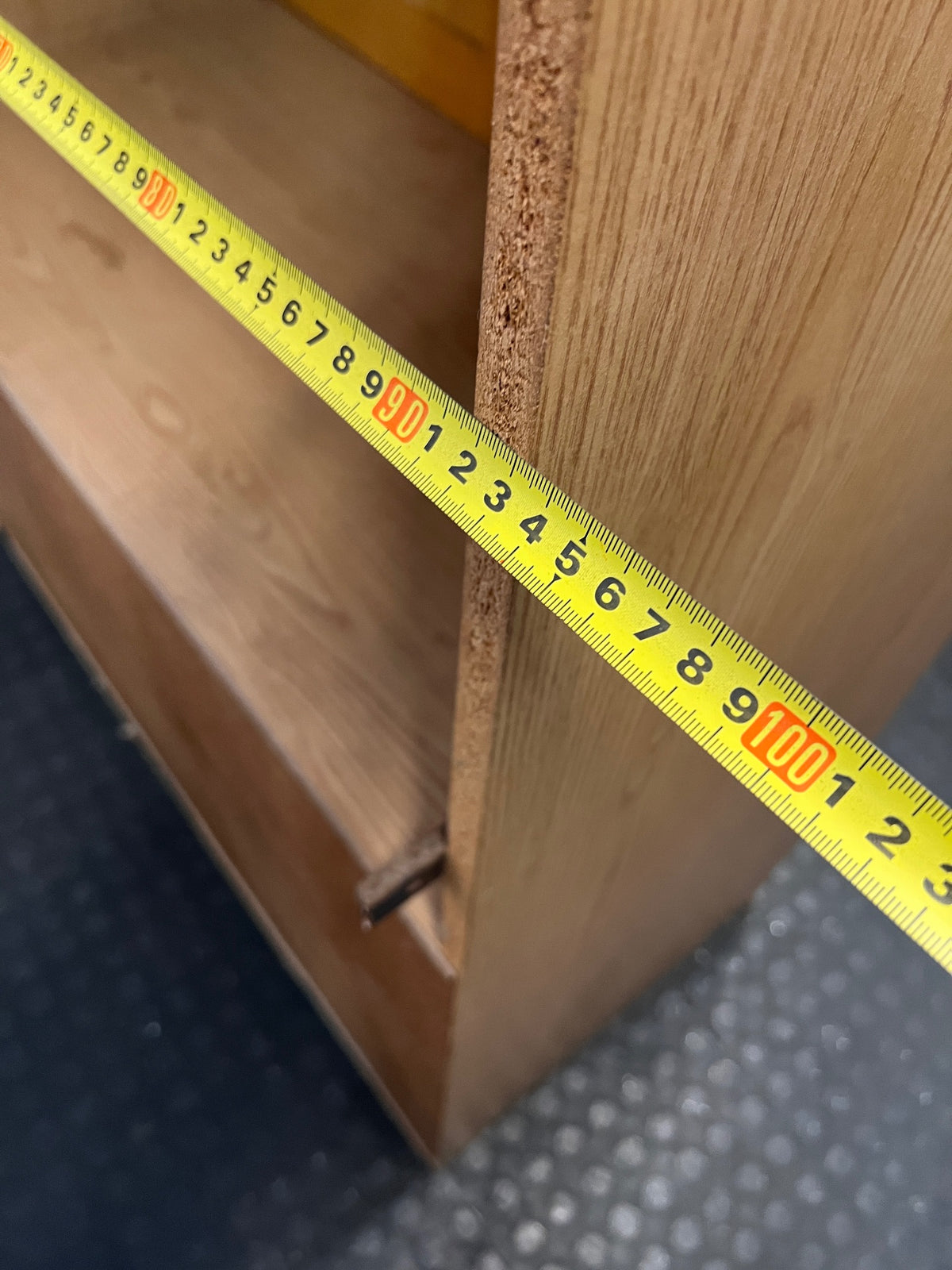 Wooden Wall Unit with Recessed Panel Doors – depth measurement