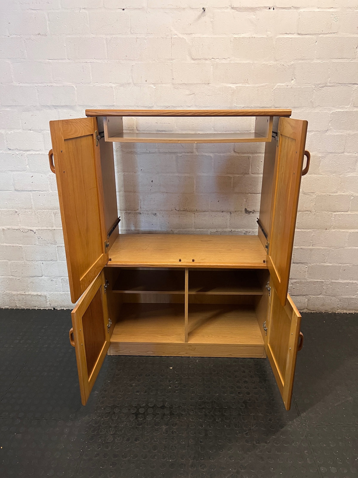 Wooden Wall Unit with Recessed Panel Doors – side view