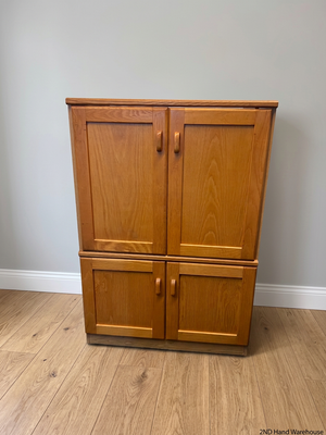 Wooden Wall Unit with Recessed Panel Doors – styled product image