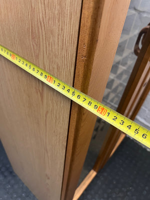 Oak Finish Glass Door Display Cabinet with Pigeon Holes – width measurement