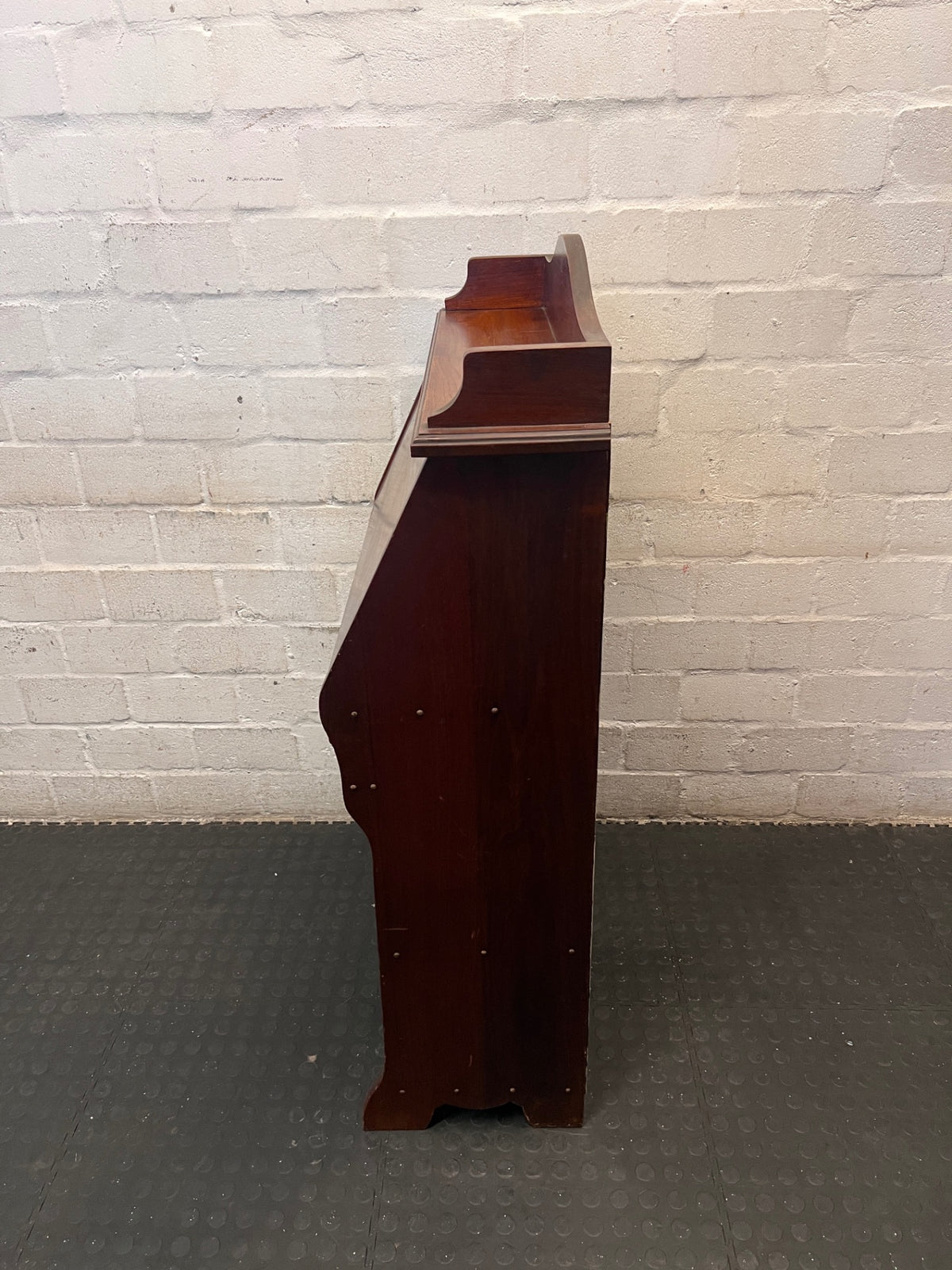 Vintage Style Dark Brown Writing Bureau with Shelves – back view