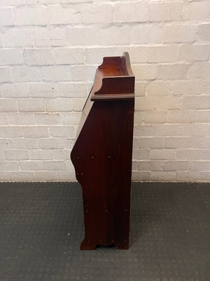 Vintage Style Dark Brown Writing Bureau with Shelves – back view