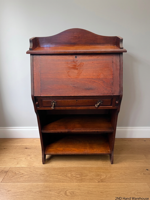 Vintage Style Dark Brown Writing Bureau with Shelves – styled product image