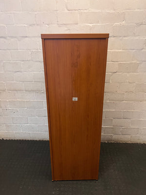 4-Drawer Oak Veneer Filing Cabinet with Silver Handles – back view