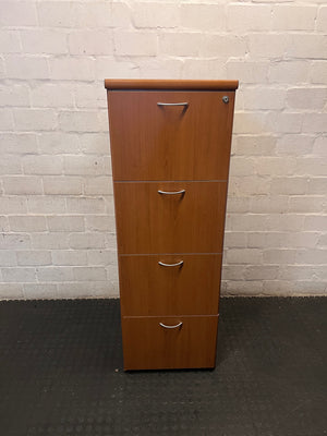 4-Drawer Oak Veneer Filing Cabinet with Silver Handles – main front view