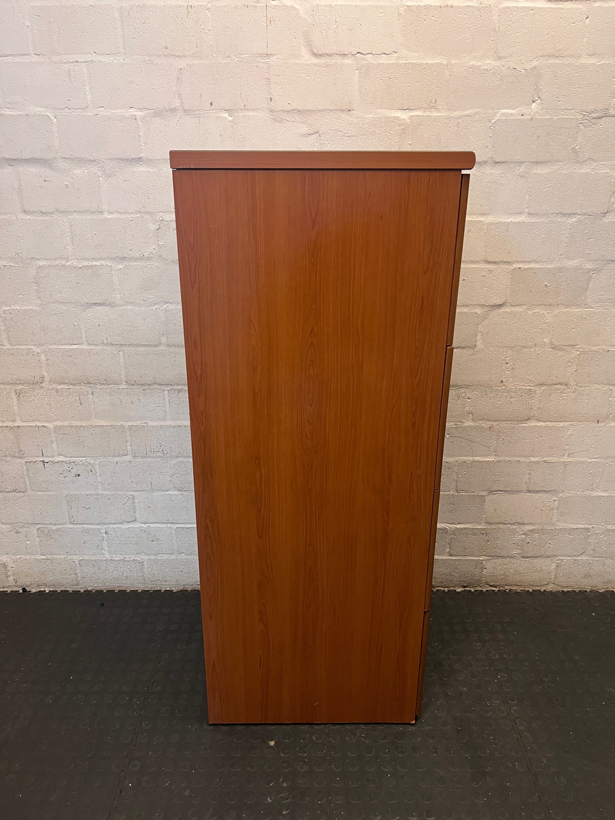 4-Drawer Oak Veneer Filing Cabinet with Silver Handles – top view