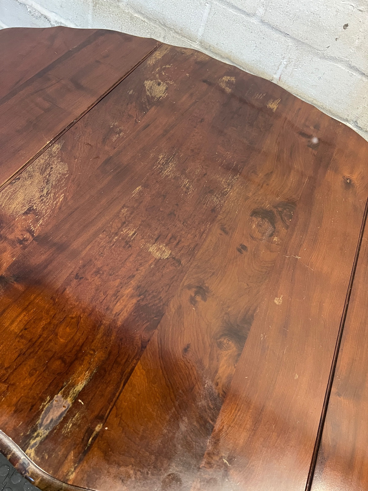 Dark Brown Imbuia Wood Drop-Leaf Dining Table – back view