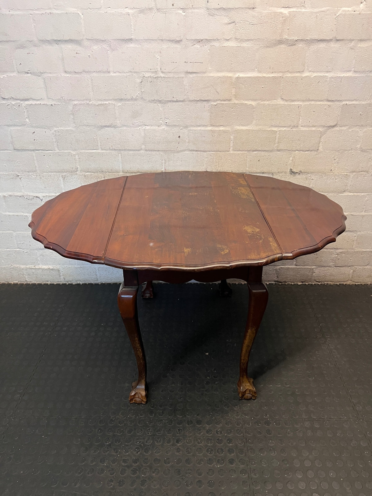 Dark Brown Imbuia Wood Drop-Leaf Dining Table – main front view