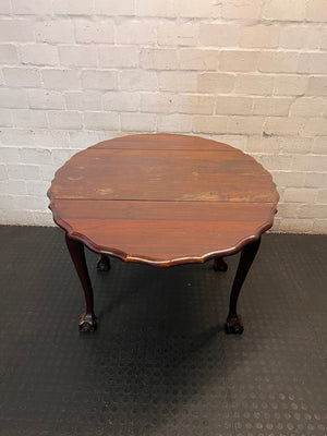Dark Brown Imbuia Wood Drop-Leaf Dining Table – side view