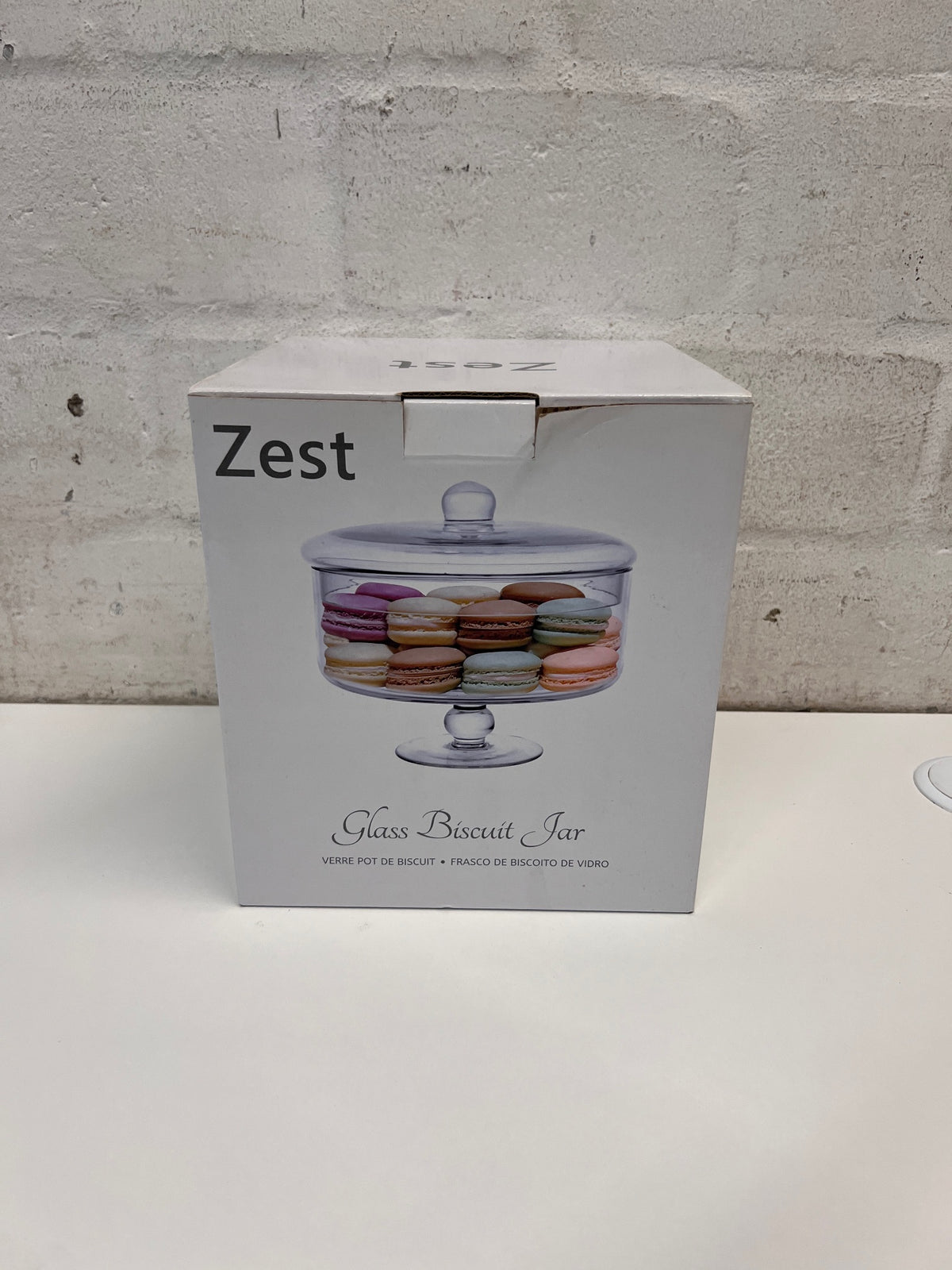 Pedestal Glass Biscuit Jar with Lid – back view