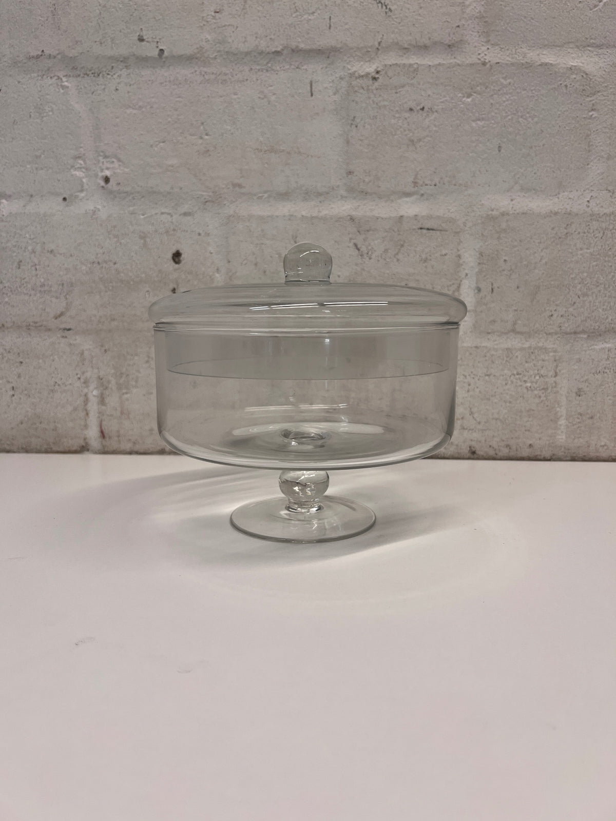 Pedestal Glass Biscuit Jar with Lid – main front view