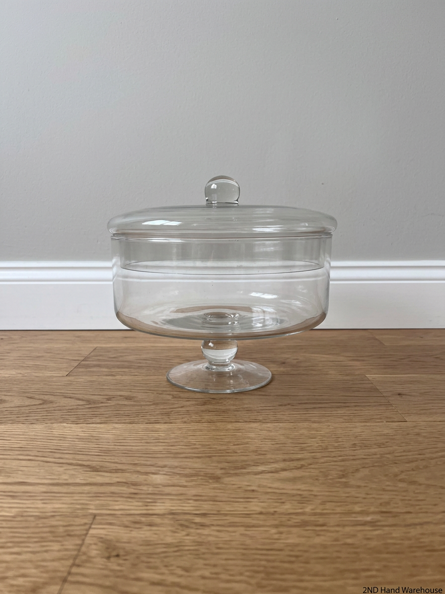 Pedestal Glass Biscuit Jar with Lid – styled product image
