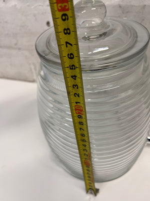 Ribbed Glass Beverage Dispenser with Lid – height measurement