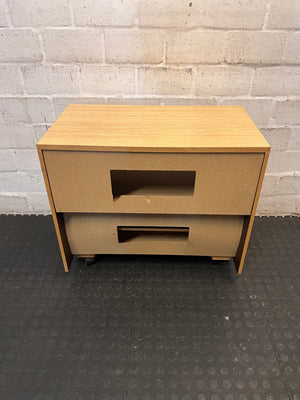 Oak-Finish Mobile TV Unit with Glass Doors – back view