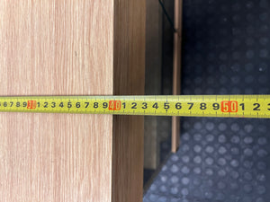 Oak-Finish Mobile TV Unit with Glass Doors – depth measurement