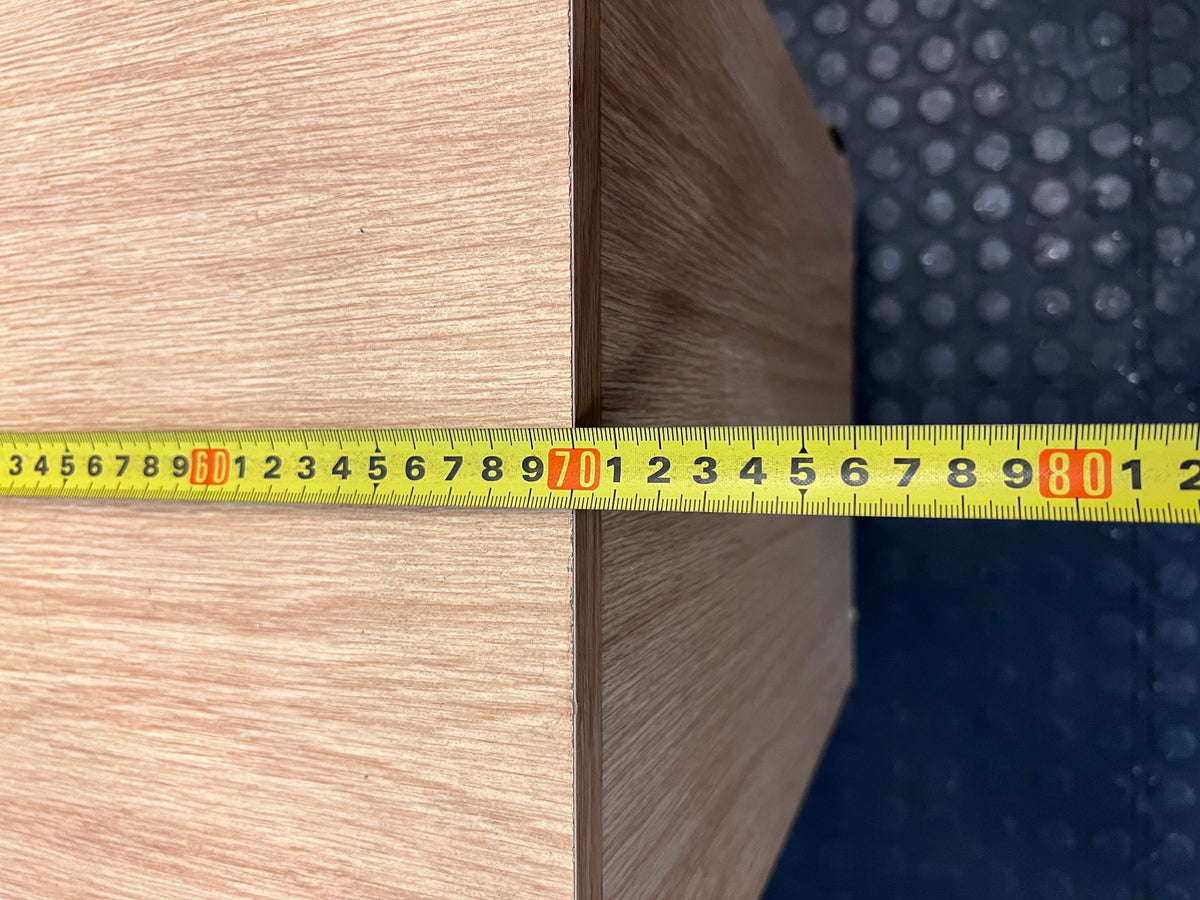 Oak-Finish Mobile TV Unit with Glass Doors – width measurement