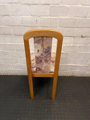 Oak-Toned Dining Chair with Floral Upholstery – top view