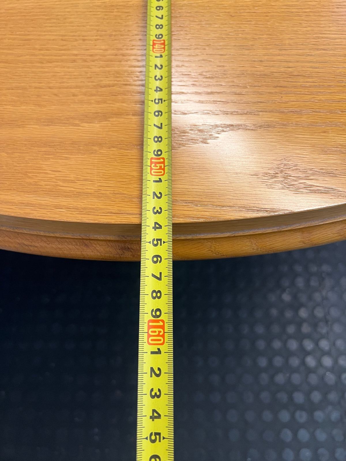 Round Wood-Finish Pedestal Dining Table – width measurement