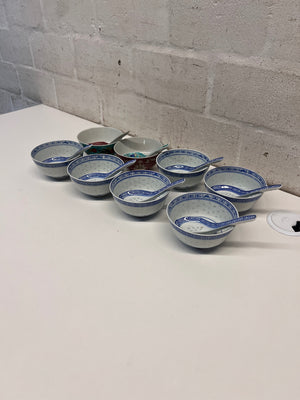 Ceramic Chinese Rice Bowl with Matching Spoon – back view