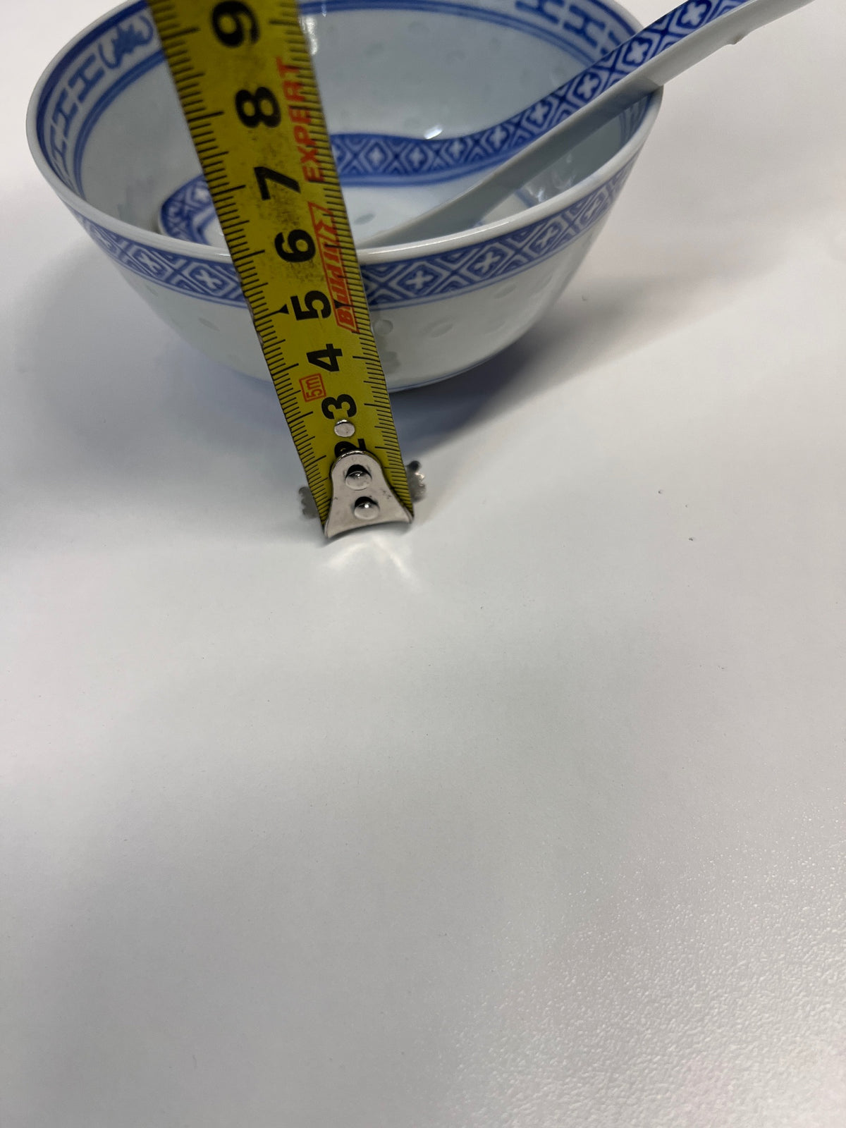 Ceramic Chinese Rice Bowl with Matching Spoon – height measurement