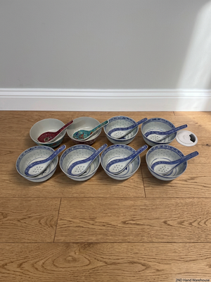 Ceramic Chinese Rice Bowl with Matching Spoon – styled product image