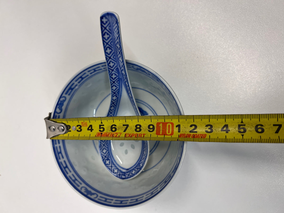 Ceramic Chinese Rice Bowl with Matching Spoon – width measurement