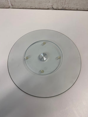 Circular Glass Rotating Cheese Server with Herb Print – condition detail
