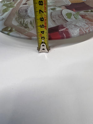 Circular Glass Rotating Cheese Server with Herb Print – height measurement