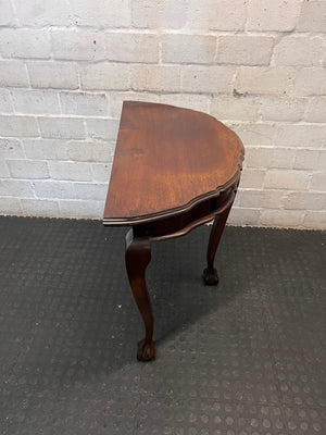 Half-Moon Imbuia Console Table with Ball and Claw Feet – back view