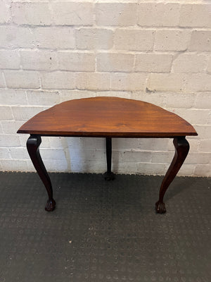 Half-Moon Imbuia Console Table with Ball and Claw Feet – condition detail