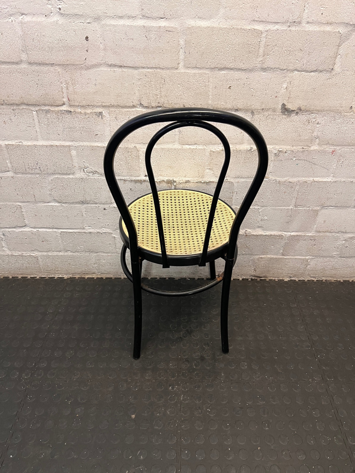 Black Bentwood Style Dining Chair with Woven Seat – back view