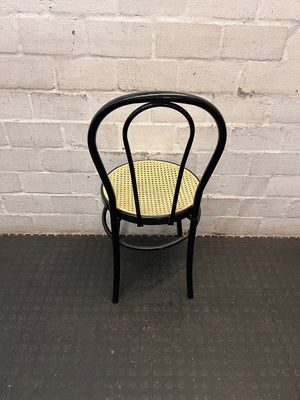 Black Bentwood Style Dining Chair with Woven Seat – back view